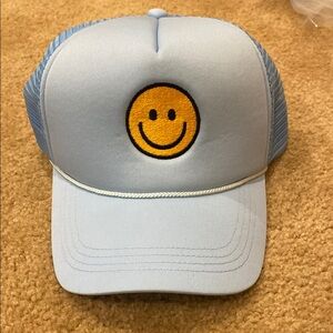 Blue Smiley Face trucker hat